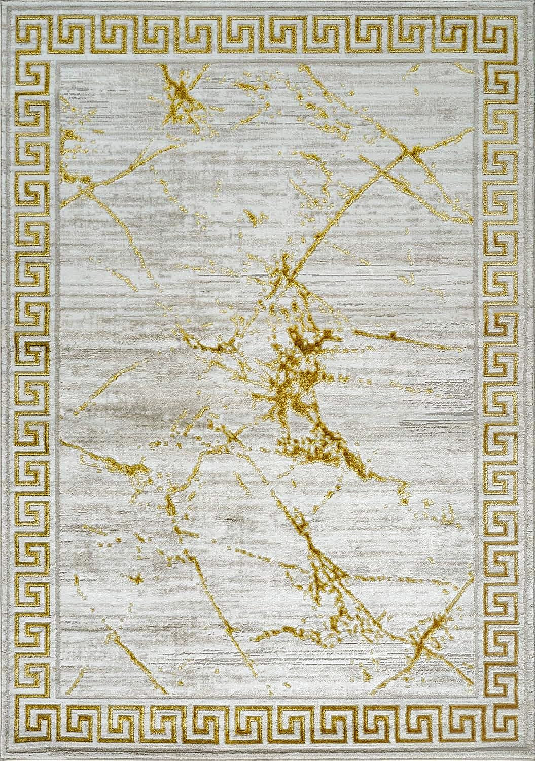 Area Rugs Marble 2X7 Cream Gold Carpet Modern Abstract Rug Living Room Dining Bedroom Rug