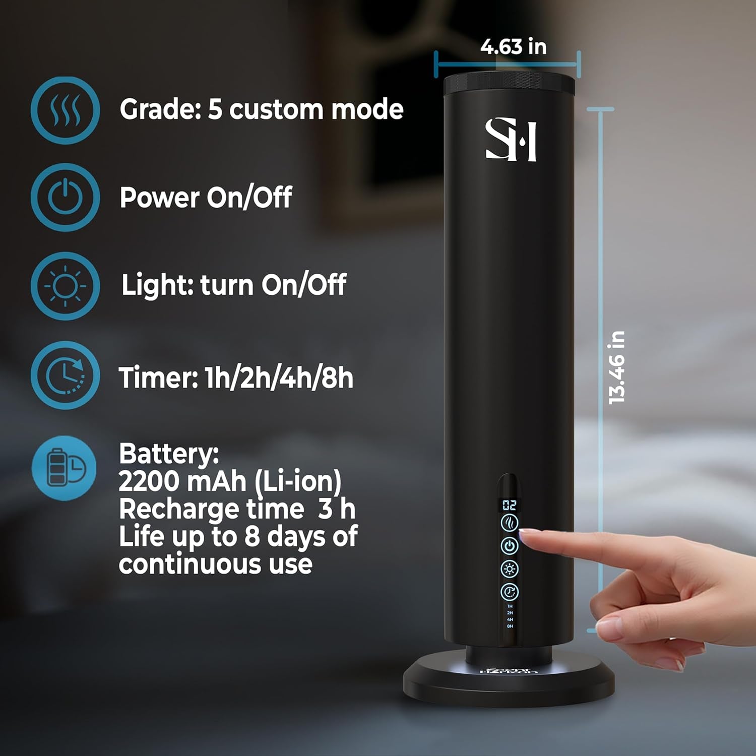 Rechargeable Waterless Diffuser, 1100 Sqft, Set 3 Diffuser Oil | All-Day Battery, No Outlets Needed – Coldair, Tower Silent, Auto Shut-Off, Night Light, Take It Anywhere, Set Hotel Oil