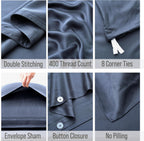 Bella Coterie | Luxury Bamboo Viscose King Size Duvet Cover Set | Organically Grown | Cooling | Ultra Soft | 8 Corner Ties | 2 Pillow Shams | 106" X 94" | No Insert [Slate Blue]