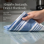Kitchen Towels 100% Cotton Dish Towels for Kitchen (Set of 6) 20”X30” Dish Cloths Highly Absorbent Kitchen Linen Set with Hanging Loop Perfect for Drying Dishes Cleaning Towels-Blue White