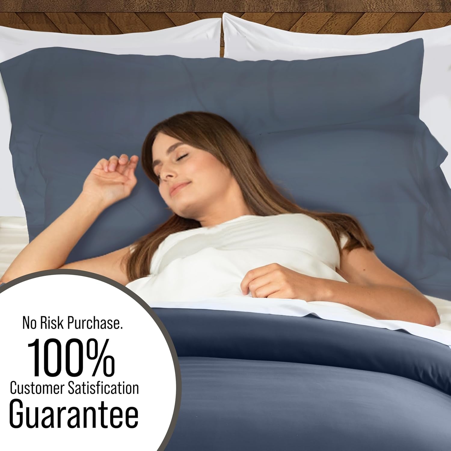 Bella Coterie | Luxury Bamboo Viscose King Size Duvet Cover Set | Organically Grown | Cooling | Ultra Soft | 8 Corner Ties | 2 Pillow Shams | 106" X 94" | No Insert [Slate Blue]