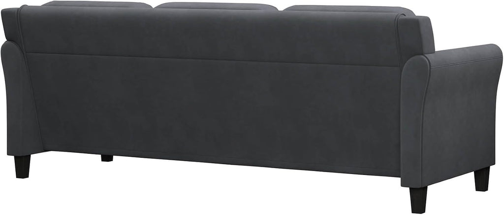 Harrington 80.3" Sofa, Transitional Modern, Pocket Coil Comfort, Easy Assembly, Microfiber Fabric, Dark Grey