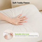 83" Comfortable Upholstered Sofa, 3 Seater Couch for Living Room,  Big Loveseat with Extra Deep Seats , 2 Pillows, Beige White