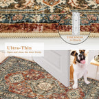 Oriental Hallway Runner Rug Non Slip, 2.5X8 Kitchen Washable Runner Soft Hallway Rug, Traditional Ultra-Thin Carpet for Bathroom Entryway ‎Laundry Room Eleanor, Brick Red