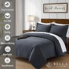 Bella Coterie | Luxury Bamboo Viscose Cal King Size Duvet Cover Set | Organically Grown | Cooling | Ultra Soft | 8 Corner Ties | 2 Pillow Shams | 94" X 106" | No Insert [Charcoal Grey]