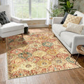 Moroccan Trellis Washable Small Area Rug, 3X5 Area Rug for Bedroom Living Room, Non-Slip Oriental Accent Throw Carpet for Kitchen Office Entryway Bathroom Office Elise, Red/Orange