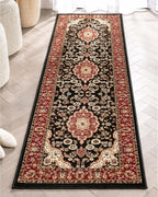 Barclay Collection Medallion Kashan Black 2X7 Runner Rug - for Hallways, Kitchens, and Entryways