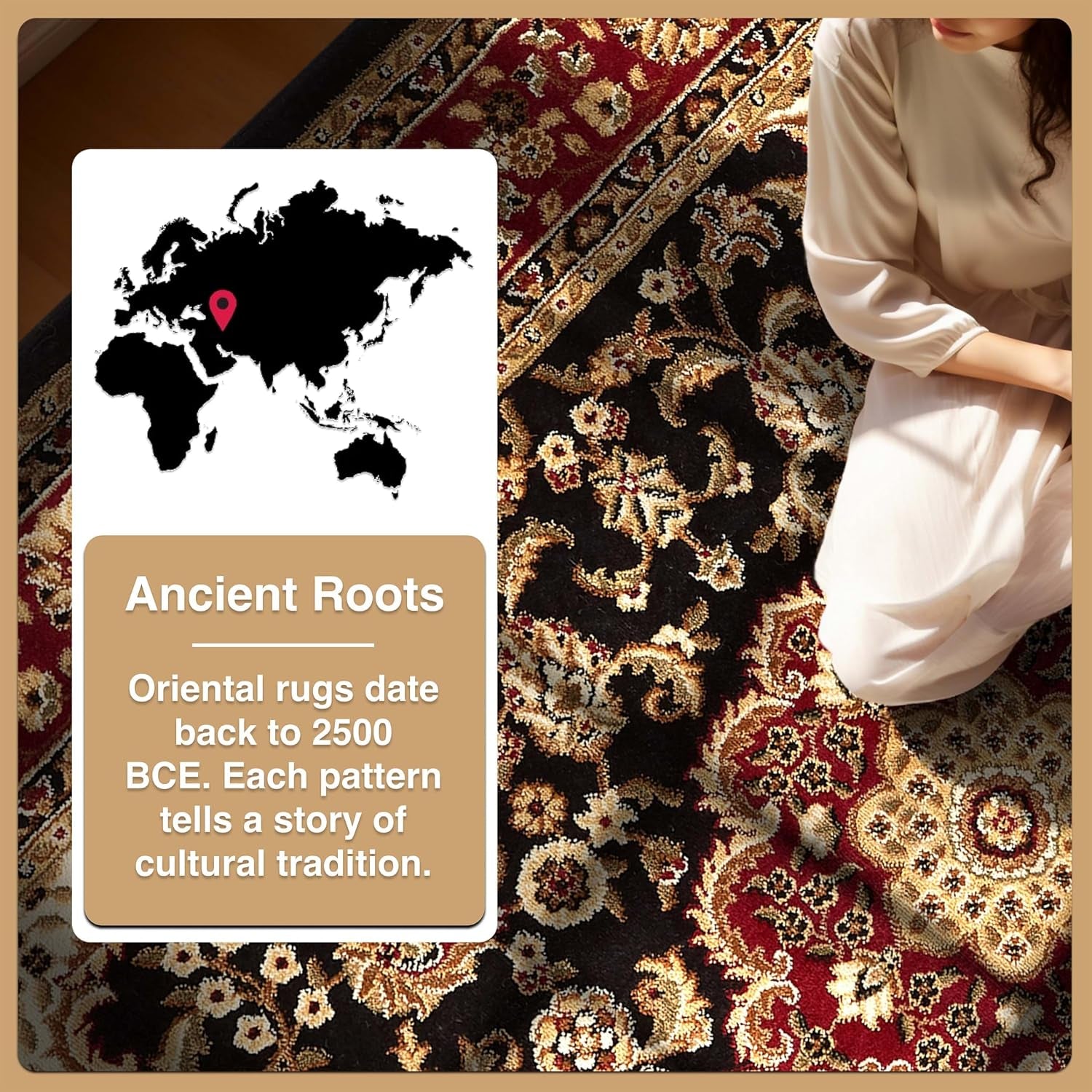 Barclay Collection Medallion Kashan Black 2X7 Runner Rug - for Hallways, Kitchens, and Entryways