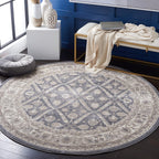SAFAVIEH Sofia Collection 6'7" round Dark Grey/Beige SOF378F Vintage Oriental Distressed Non-Shedding Entryway Foyer Living Room Bedroom Kitchen Area Rug
