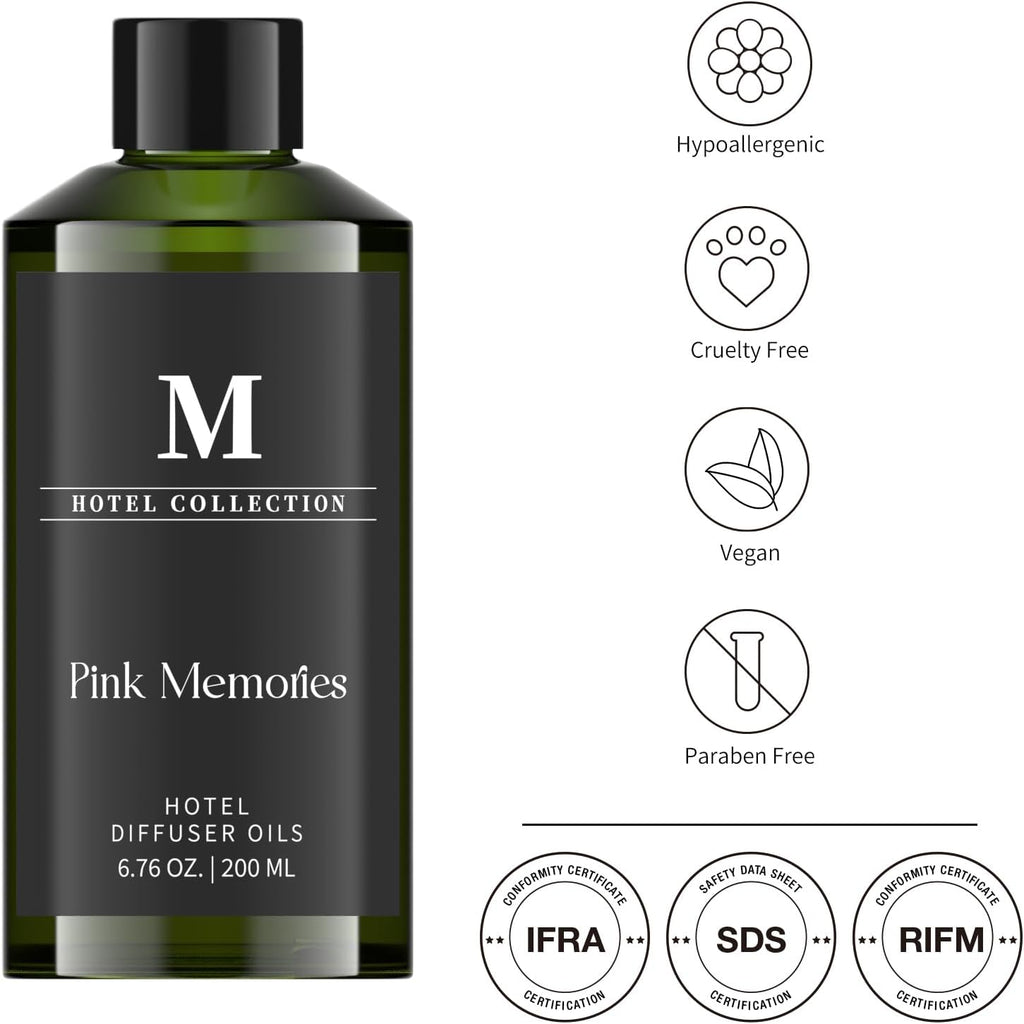 Hotel Collection Diffuser Oil-Pink Memories, 6.76 Fl Oz (200Ml), Home Luxury Aroma & Hotel Fragrance Diffuser Oil- Essential Oils for Aromatherapy Bigger Bottle, Longer Lasting Aroma