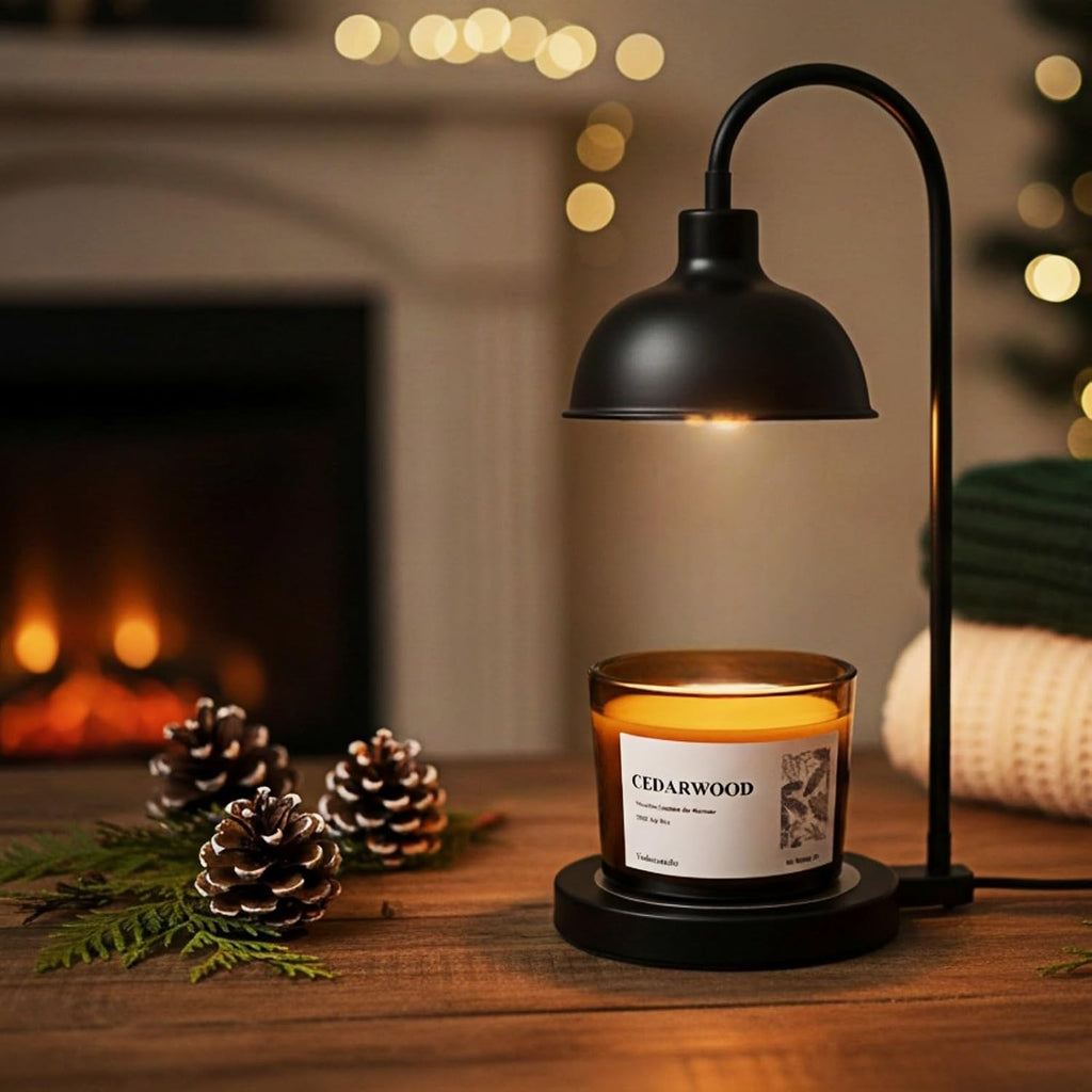 Cedar Wickless Candles Ideal for Candle Lamp Warmer, 9Oz Soy Candle with Stirring Spoon & Lid, Cedarwood Wickless Candles for Candle Warmer Lamp, Winter Holiday Gifts for Men & Home Scented