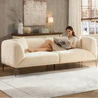 82" Modern Couch with Metal Legs, Upholstered Boucle Sofa, 3-Seater Luxury Deep Seat Sofas, Tall Minimalist Cloud Curved Sofa, Comfy Couches for Living Room Home Office Apartment, Cream