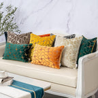 Beige Square Throw Pillow Cover Wavy Velvet Cushion Cover Modern Zippered Pillowcase for Sofa Couch Bedroom Living Room Chair, 18 X 18 Inch