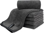 Hand Towels for Bathroom, Microfiber Face Towels, 11X20 Inch, 6 Pack | B-Grey, Soft Absorbent Wash Cloths for Spa, Hair, and Face. Quick Dry Decorative Towels Set of 6. Machine Washable