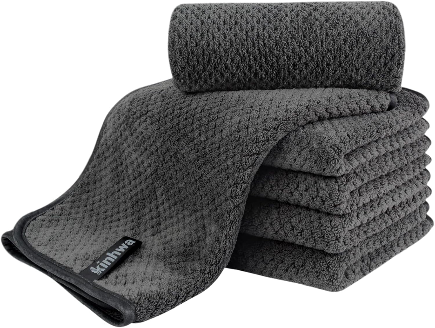 Hand Towels for Bathroom, Microfiber Face Towels, 11X20 Inch, 6 Pack | B-Grey, Soft Absorbent Wash Cloths for Spa, Hair, and Face. Quick Dry Decorative Towels Set of 6. Machine Washable