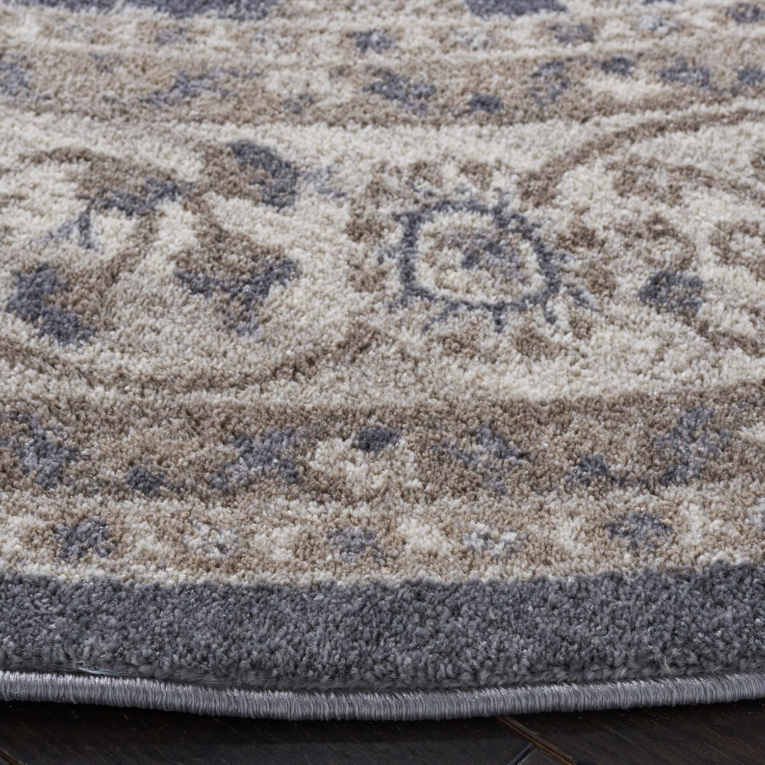 SAFAVIEH Sofia Collection 6'7" round Dark Grey/Beige SOF378F Vintage Oriental Distressed Non-Shedding Entryway Foyer Living Room Bedroom Kitchen Area Rug