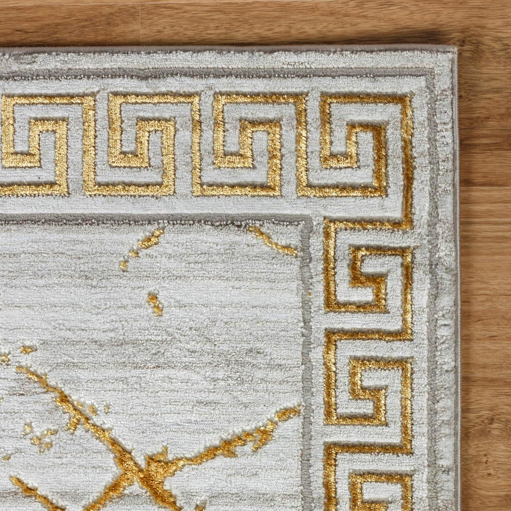 Area Rugs Marble 2X7 Cream Gold Carpet Modern Abstract Rug Living Room Dining Bedroom Rug