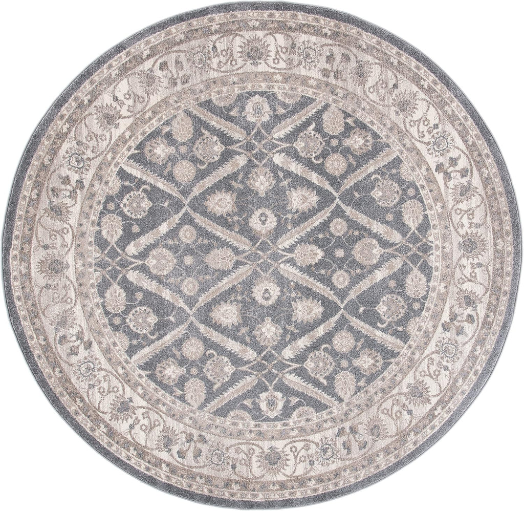 SAFAVIEH Sofia Collection 6'7" round Dark Grey/Beige SOF378F Vintage Oriental Distressed Non-Shedding Entryway Foyer Living Room Bedroom Kitchen Area Rug