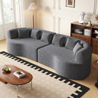 106.3" Curved Sectional Sofa, Oversized Cloud Couch with 6 Pillows, Deep Seat Sofa for Living Room, Guest, Bedroom, No Assembly Required, Gray