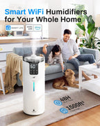 16L Smart Humidifier Large Room, Whole House Humidifier for Home 1500 Sq.Ft with App/Voice/Remote Control, Ultrasonic Cool Mist Humidifiers for Bedroom, Plants, Office with Tube, White