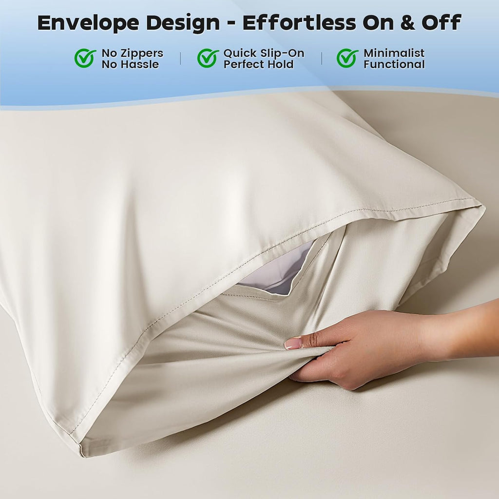 Silver Infused Pillowcases – Cooling Pillow Cases with Silk, Softness Breathable Temperature-Regulating Pillow Cover, Odor Control Freshness Sleep for Hot Sleepers - King 20"X36”, 2 Pack, White
