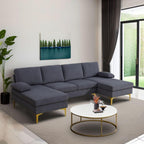 Modular Sectional Sofa, U-Shaped Couch with Pillow, Comfy Cozy Corner Sofas for Modern Living Room/Bedroom/Office/Apartment, Off-Grey Flannel