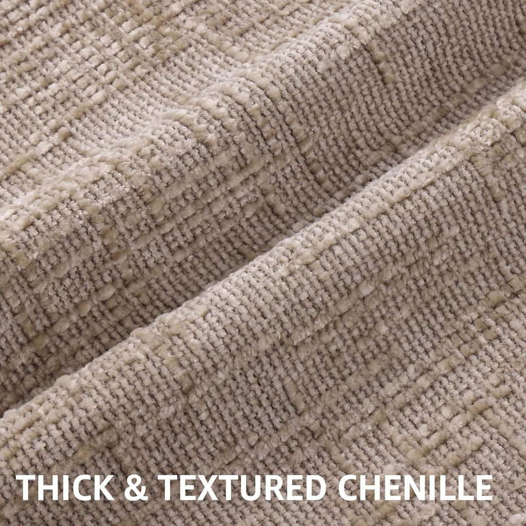 Textured Chenille Throw Pillow Covers 18X18 Set of 2 Oatmeal | Fall Modern Farmhouse Soft Cozy Slubby Couch Pillow Cases Boho Decorative Pillow Cases for Bed Sofa Living Room Home Decor