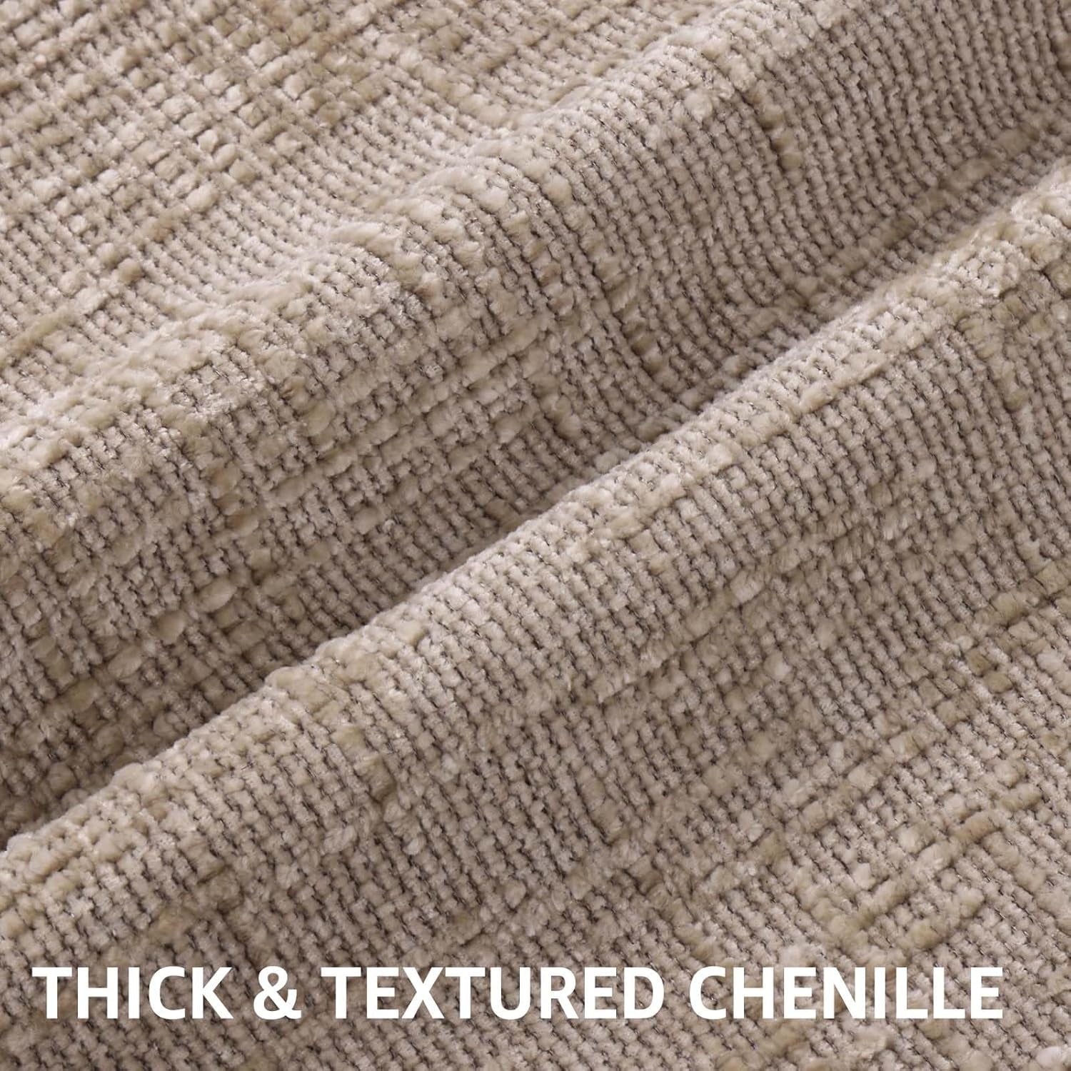 Textured Chenille Throw Pillow Covers 18X18 Set of 2 Oatmeal | Fall Modern Farmhouse Soft Cozy Slubby Couch Pillow Cases Boho Decorative Pillow Cases for Bed Sofa Living Room Home Decor