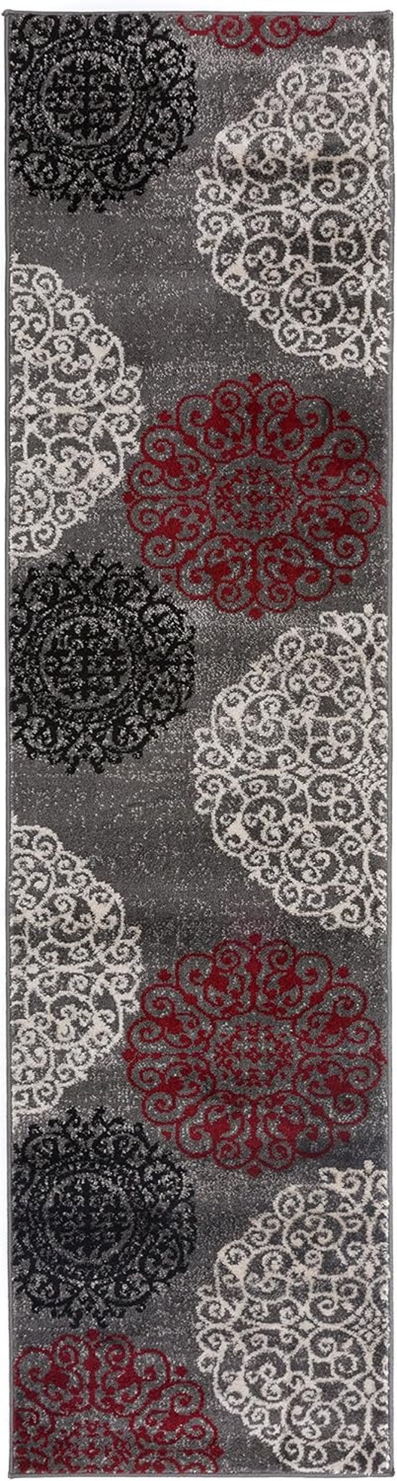 Contemporary Modern Floral Indoor Soft Runner Area Rug 2' X 7'2" Red