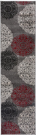 Contemporary Modern Floral Indoor Soft Runner Area Rug 2' X 7'2" Red