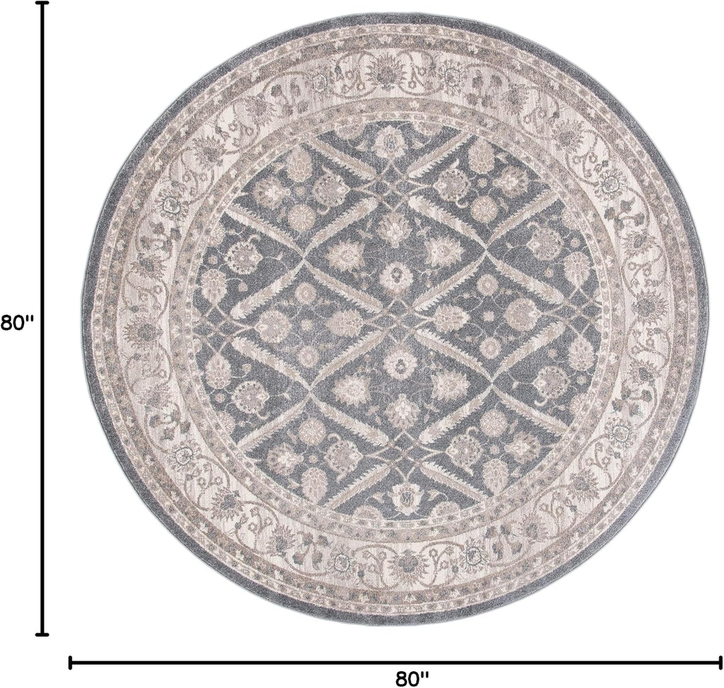 SAFAVIEH Sofia Collection 6'7" round Dark Grey/Beige SOF378F Vintage Oriental Distressed Non-Shedding Entryway Foyer Living Room Bedroom Kitchen Area Rug