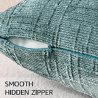 Textured Chenille Throw Pillow Covers 18X18 Set of 2 Teal | Fall Modern Farmhouse Soft Cozy Slubby Couch Pillow Cases Boho Decorative Pillow Cases for Bed Sofa Living Room Home Decor