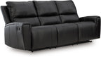 Signature Design by Ashley Glassmere 3-Seat Leather Reclining Sofa, Black | 100% Top Grain Leather Contact Areas, Matching Faux Leather Sides, 3-Seat Sofa Design, Contemporary Living Room Style
