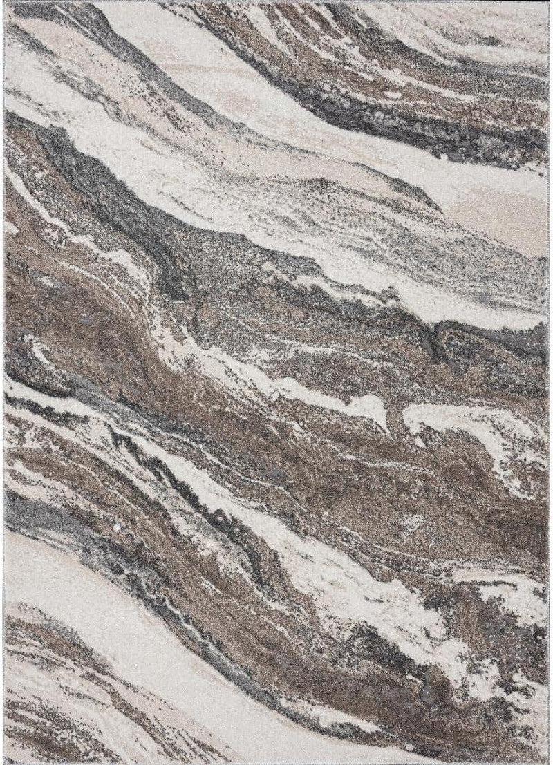 Abstract Art Deco Area Rug Grey 2X3 | Marble Swirl Pattern, Medium Pile, Living Room Carpet
