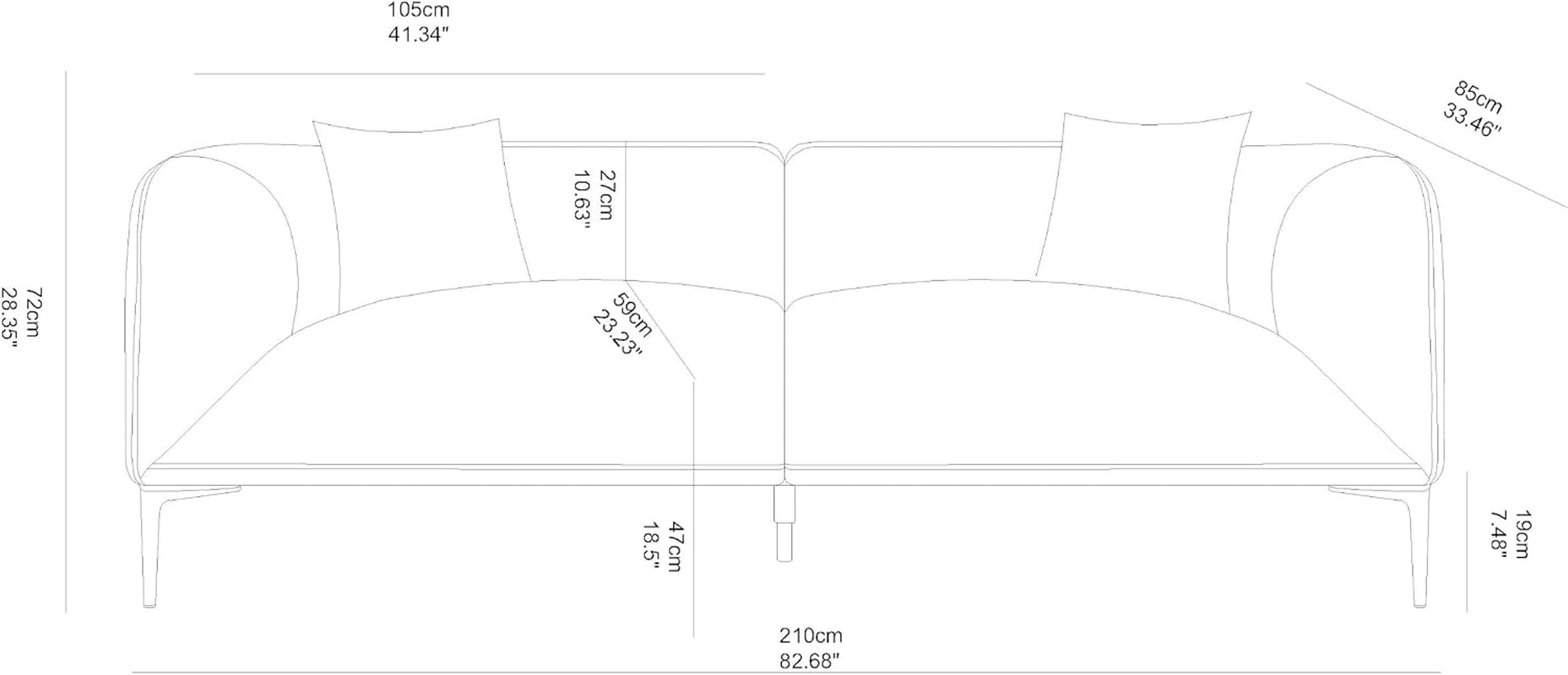 82" Modern Couch with Metal Legs, Upholstered Boucle Sofa, 3-Seater Luxury Deep Seat Sofas, Tall Minimalist Cloud Curved Sofa, Comfy Couches for Living Room Home Office Apartment, Cream