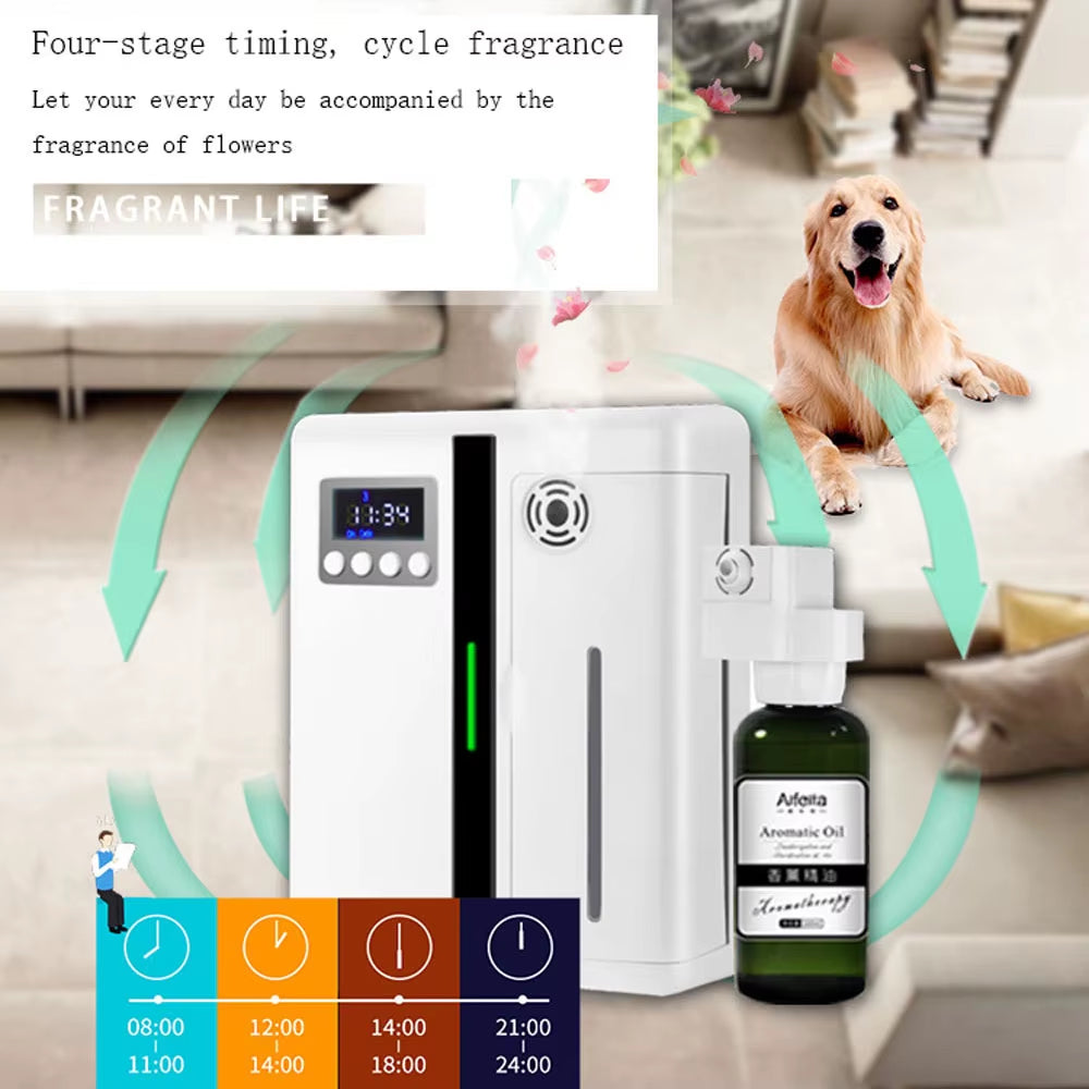 Scent Machine Aroma Diffuser Wall Mounted Hotel 160ML Aroma Diffuser with Fan inside for Large Area Hotel Lobby Home Fragrance