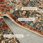Oriental Hallway Runner Rug Non Slip, 2.5X8 Kitchen Washable Runner Soft Hallway Rug, Traditional Ultra-Thin Carpet for Bathroom Entryway ‎Laundry Room Eleanor, Brick Red