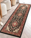 Barclay Collection Medallion Kashan Black 2X7 Runner Rug - for Hallways, Kitchens, and Entryways