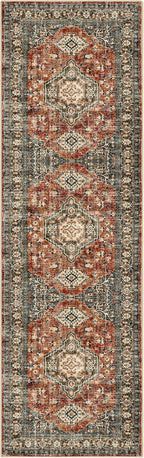 Oriental Hallway Runner Rug Non Slip, 2.5X8 Kitchen Washable Runner Soft Hallway Rug, Traditional Ultra-Thin Carpet for Bathroom Entryway ‎Laundry Room Eleanor, Brick Red