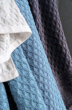 8-Piece Cotton Bath Towel Set with Diamond Waffle Design in Gray