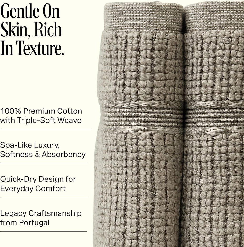 Preston Lane Douro Washcloth Set – 2 Pack Luxury Cotton Towels, Ultra Soft & Absorbent, Quick-Dry Spa-Quality Bathroom Towels, Made in Portugal, Eucalyptus 12 X 12