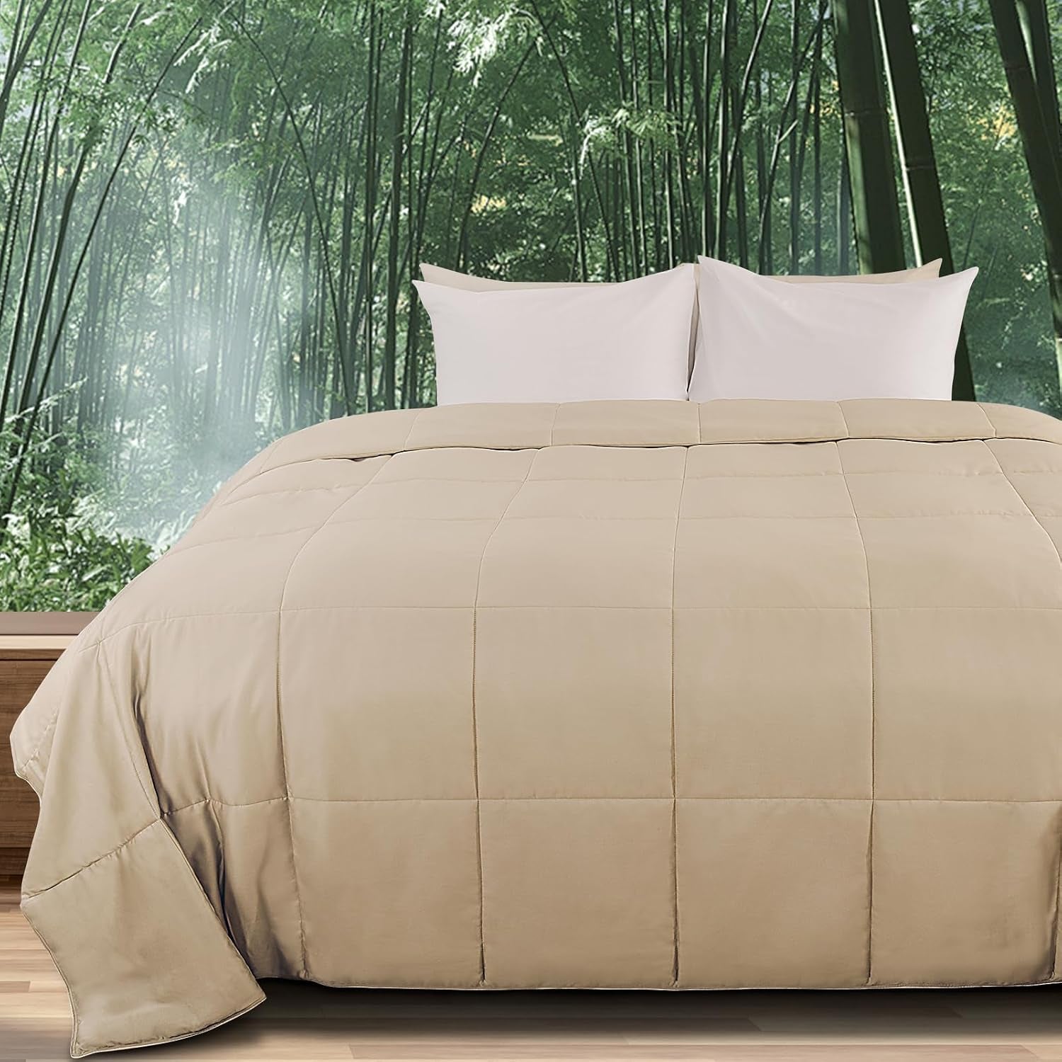 Viscose from Bamboo Comforter Twin Size, Cooling Lightweight Duvet Insert, Organic Natural Summer Bedding Blanket for Hot Sleepers,8 Corner Tabs 90" L X 65" W