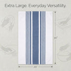 Kitchen Towels 100% Cotton Dish Towels for Kitchen (Set of 6) 20”X30” Dish Cloths Highly Absorbent Kitchen Linen Set with Hanging Loop Perfect for Drying Dishes Cleaning Towels-Blue White