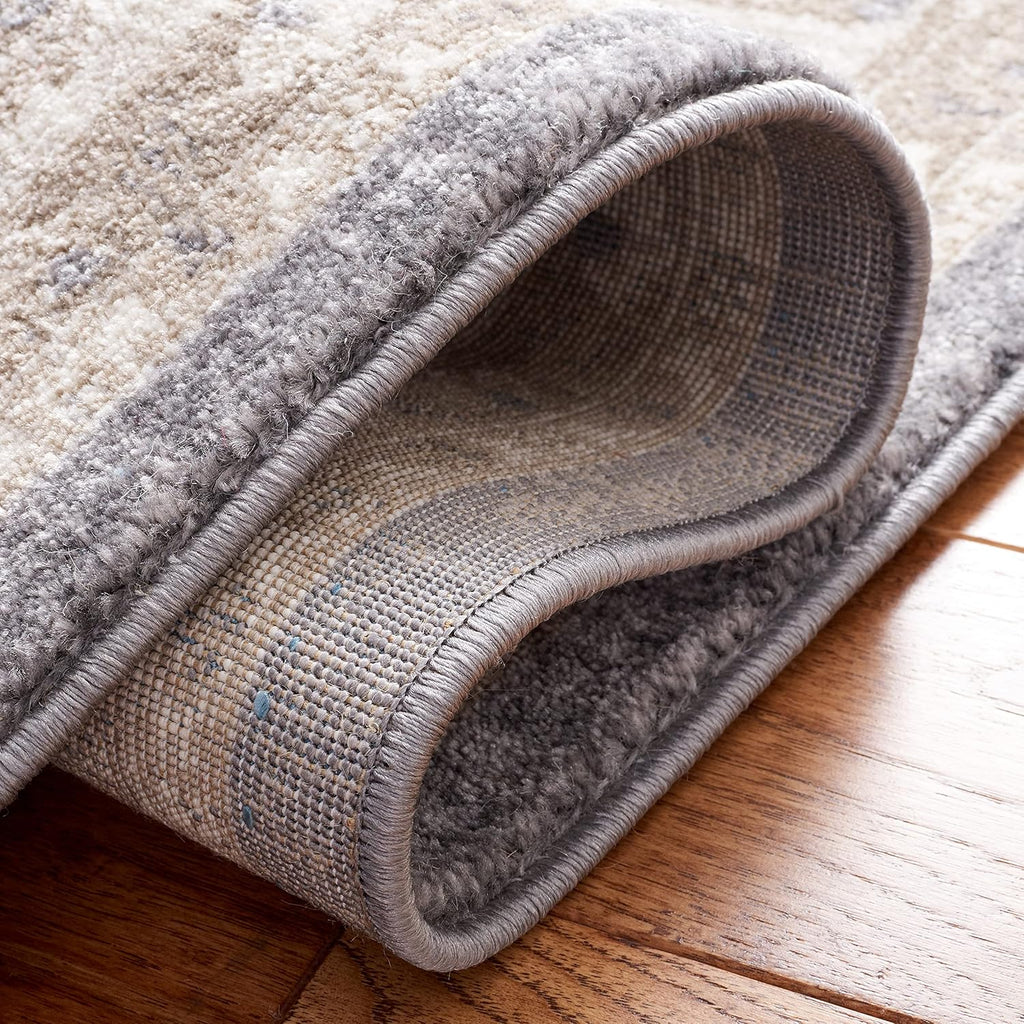 SAFAVIEH Sofia Collection 6'7" round Dark Grey/Beige SOF378F Vintage Oriental Distressed Non-Shedding Entryway Foyer Living Room Bedroom Kitchen Area Rug