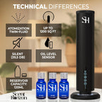 Rechargeable Waterless Diffuser, 1100 Sqft, Set 3 Diffuser Oil | All-Day Battery, No Outlets Needed – Coldair, Tower Silent, Auto Shut-Off, Night Light, Take It Anywhere, Set Hotel Oil