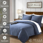 Bella Coterie | Luxury Bamboo Viscose King Size Duvet Cover Set | Organically Grown | Cooling | Ultra Soft | 8 Corner Ties | 2 Pillow Shams | 106" X 94" | No Insert [Slate Blue]
