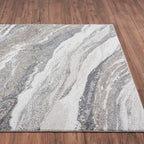 Abstract Art Deco Area Rug Grey 2X3 | Marble Swirl Pattern, Medium Pile, Living Room Carpet
