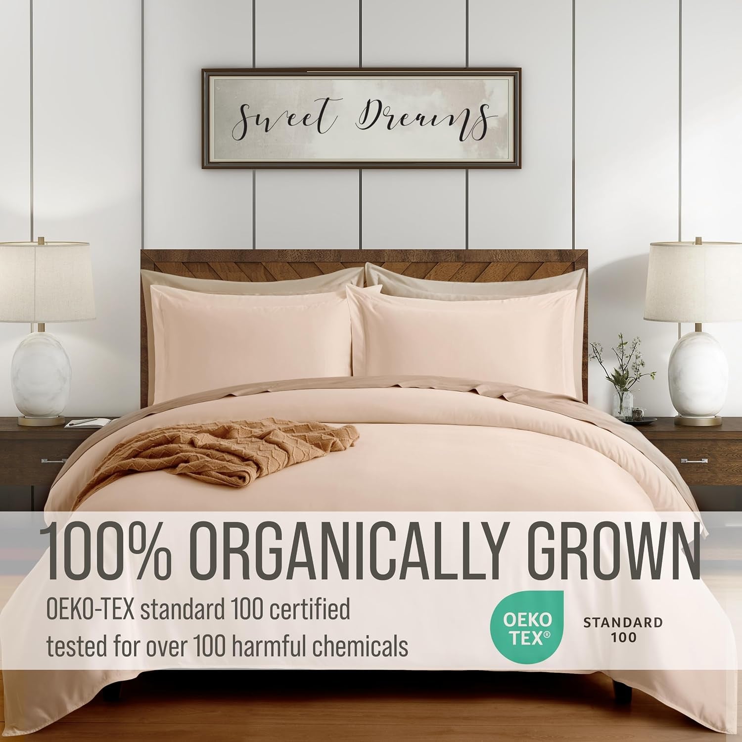 Bella Coterie | Luxury Bamboo Viscose Queen Size Duvet Cover Set | Organically Grown | Cooling | Ultra Soft | 8 Corner Ties | 2 Pillow Shams | 90" X 94" | No Insert [Champagne]