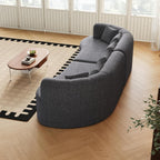 106.3" Curved Sectional Sofa, Oversized Cloud Couch with 6 Pillows, Deep Seat Sofa for Living Room, Guest, Bedroom, No Assembly Required, Gray