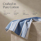 Kitchen Towels 100% Cotton Dish Towels for Kitchen (Set of 6) 20”X30” Dish Cloths Highly Absorbent Kitchen Linen Set with Hanging Loop Perfect for Drying Dishes Cleaning Towels-Blue White